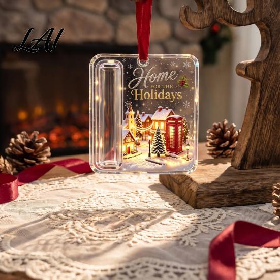 Unique Holiday Gift for Family Christmas Acrylic Money Holder Ornament Cash Hanging Decor with Stocking Stuffer Festive Pattern Tree Pendant