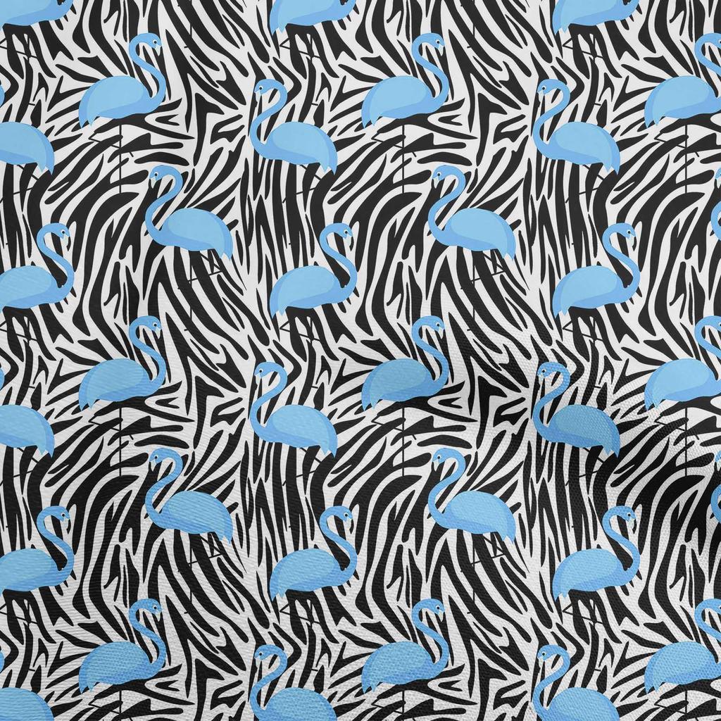 oneOone Cotton Flex Light Blue Fabric Flamingo Dress Material Fabric Print Fabric By The Yard 40 Inch