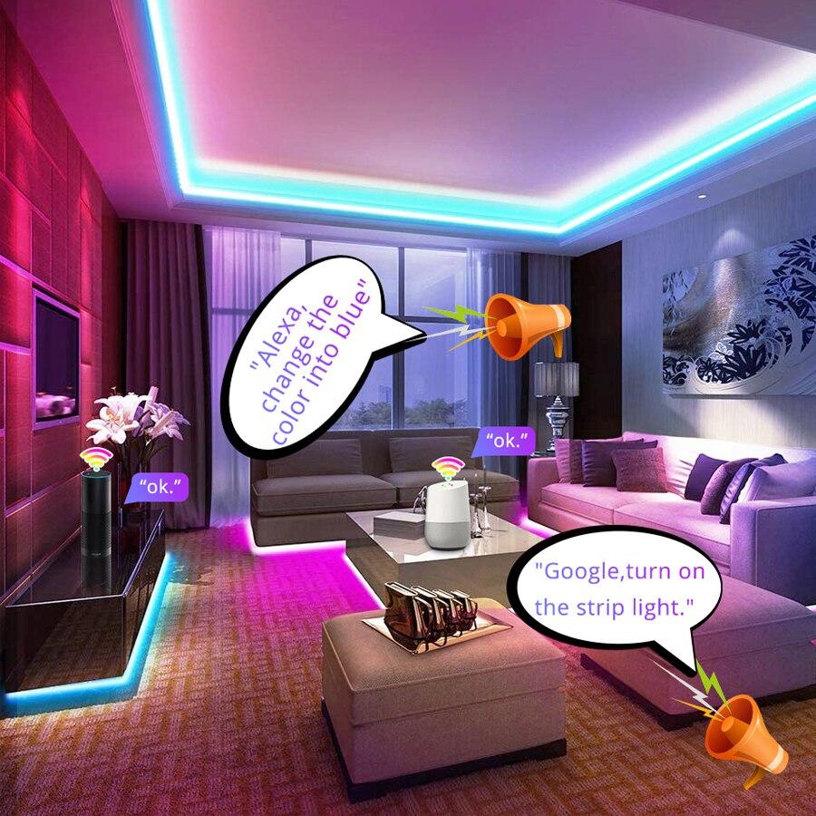 Умные светодиодные фонари Tuya Wi-Fi для гостиной, светодиодные ленты, голосовое управление, подсветка, работа с Alexa Echo/Google Flexible Home