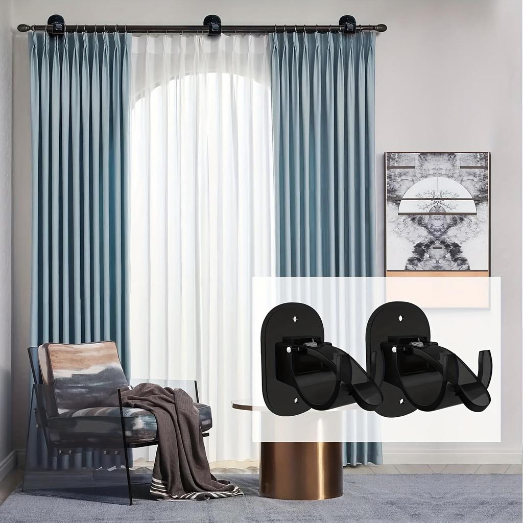 2 шт. кронштейны для карнизов без сверления, держатели для карнизов, самоклеящиеся крючки для карнизов, регулируемые вешалки для штор без гвоздей