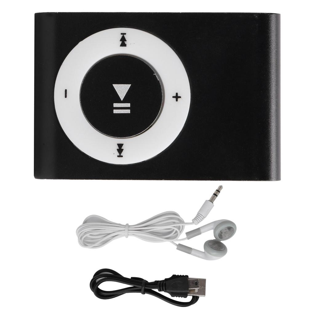 Портативный цифровой музыкальный медиаплеер MiniMP3 BackClip Player с наушниками и USB-кабелем(нуар )