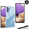 1 Transparent Protective Case + 2 Tempered Glass for Samsung Galaxy A32 5G with Toproduits® Stylus