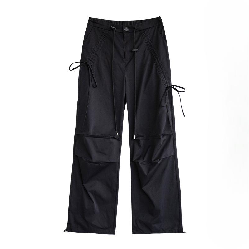 American Overalls Women's Spring and Autumn Hiking Pants High Waist Retro Loose Wide-leg Bow Casual Sports Cargo Pants