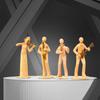 Набор музыкантов с рустикальной каменной отделкой | Симфония традиции и мастерства | Идеально для культурного и художественного декора – Набор из 4 штук, Персиковый