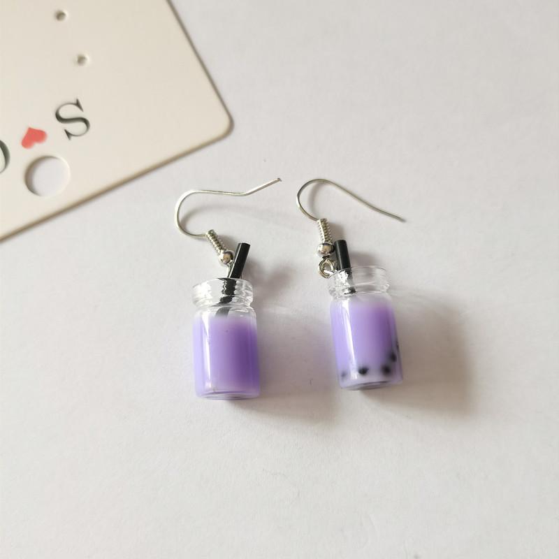 New Pearl Milk Tea Fruit Creative Personality Drop Earrings Japanese Korean Fun Ear Hook Small Earrings For Women Female