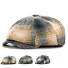 Шерстяная кепка вперед женская ретро британская осенне-зимняя клетчатая шляпа мужская кепка газетчика