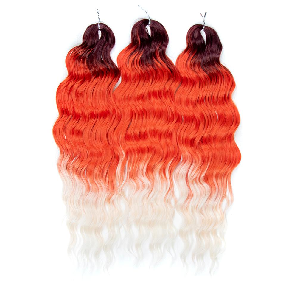 FREEDOM Synthetic Braiding Hair Extensions Deep Wavy 24 inch Long Curly Braids Hair Ombre Brown Rainbow Twist Crochet Hair