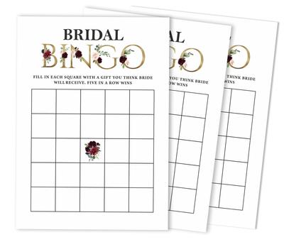Inkdotpot 50A FloralA BingoA GameA CardsA For Bridal Wedding Shower Bachelorette Party Bulk Blank Square Fill In Gift