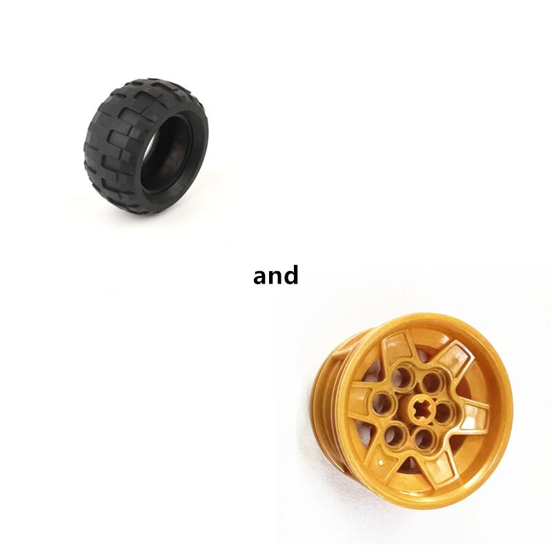 Свинья Радуга Детали MOC Колесо 56908 + 45982 Шина 81,6 x 38 R Совместимые Кирпичики High-Tech Конструктор DIY Блоки Частицы Игрушка для Детей Подарок