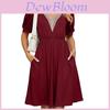 Urban Style Dress With Pockets And V Neck For Spring Casual Wear