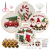 Christmas Cross Stitch Kit for Beginners Embroidery DIY Material Package with Hoops Colored Threads