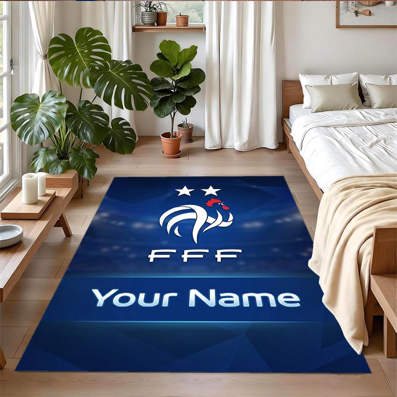 Crystal Velvet Rug Custom Name Text, Soft Non Slip Floor Mat Home DecorFrance national football team