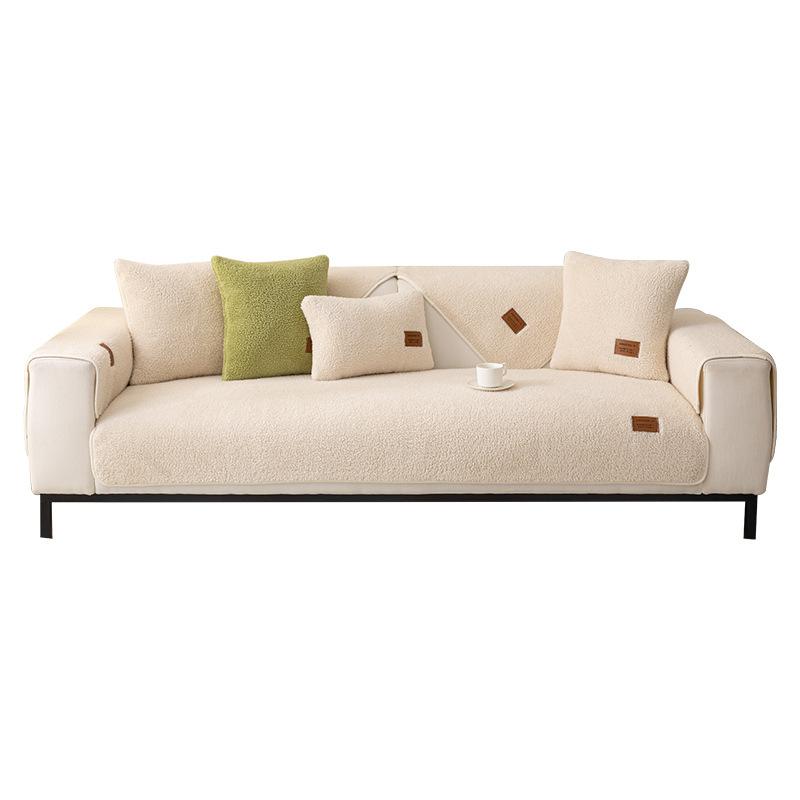 Зимняя подушка для дивана из овчины, нескользящая утолщенная зимняя плюшевая подушка, простой чехол для дивана, ткань