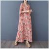 Women's Vintage Long Dress with Cotton and Linen Patterns