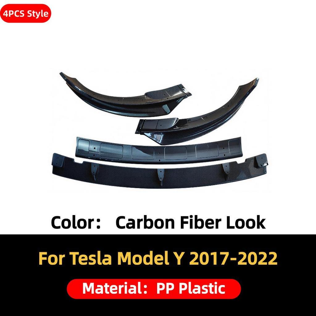 Комплект переднего бампера-губы для Tesla Model Y 2017-2022: Декоративный аксессуар из 4 секций