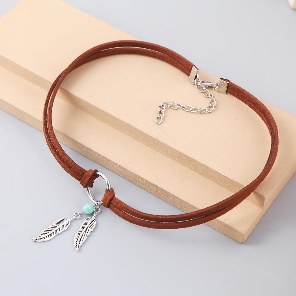 Ожерелье для женщин в стиле бохо, этническое, листья, геометрические, круглые, женское, колье, шея, красивое, элегантное, для нее