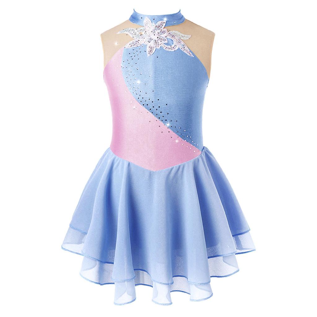 Figure Skating Dresses for Girls Shiny Rhinestone Gymnastics Leotards Girls Ballet Dance