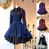Fashion Women Vintage Gothic Court Square Collar Patchwork Princess Dress
