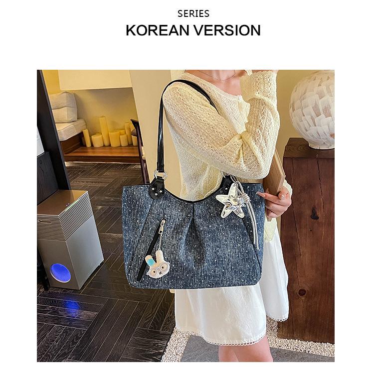 Korean Retro Polka Dot Tote Bag: Versatile, High-Capacity College Style Shoulder Handbag