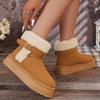 Fashion Soft Non Slip Thick Bottom Furry Snow Boots Women 2025 Winter Warm Fluffy Fur Ankle Boots with Platform Metal Buckle Plush Shoes