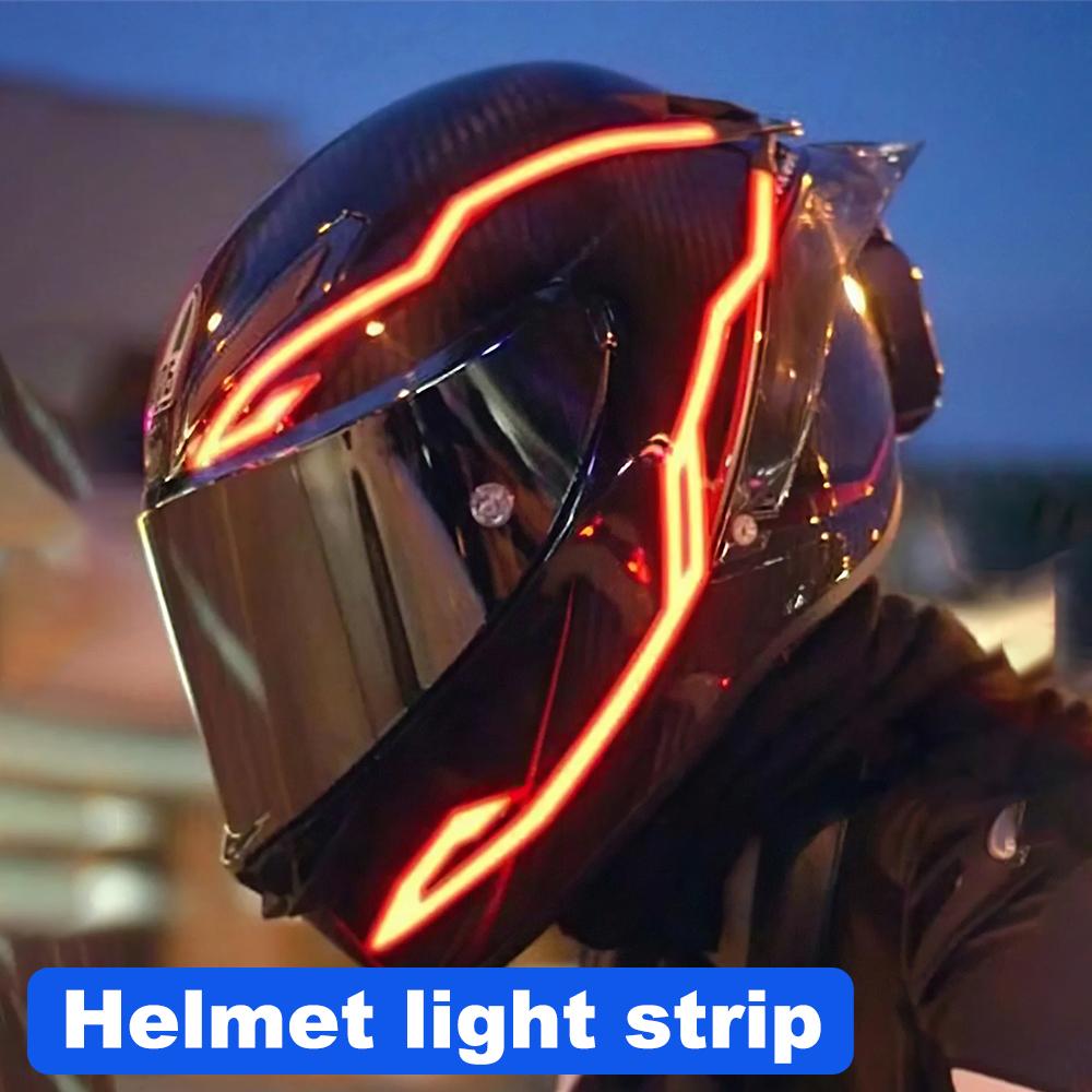 New Waterproof Warning Luminous Helmet Modified Motorcycle Bike Helmets Night Lights Network Red Led Strip Riding Accessories