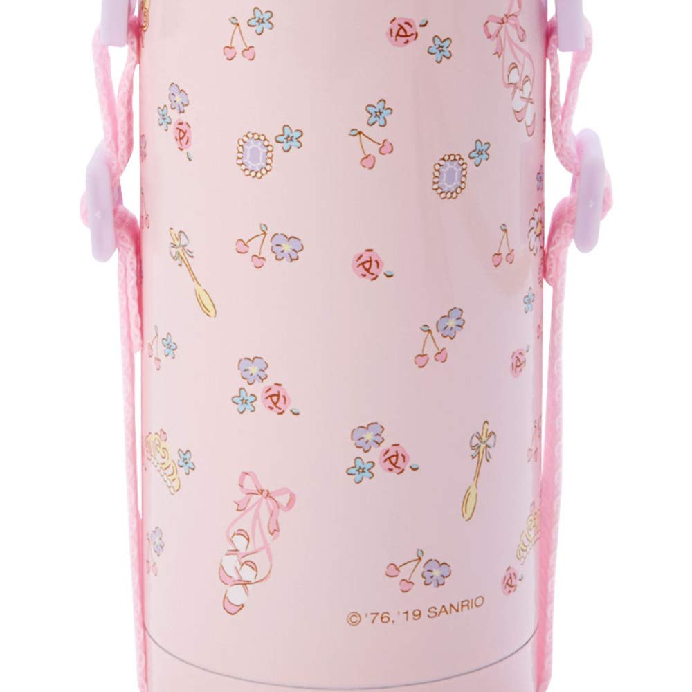 Sanrio Water Direct Cup Stainless Steel My Melody with Shoulder Character SANRIO Children's Bottle, 380ml, Drinking, One-Touch Included, 2-Way Bottle,