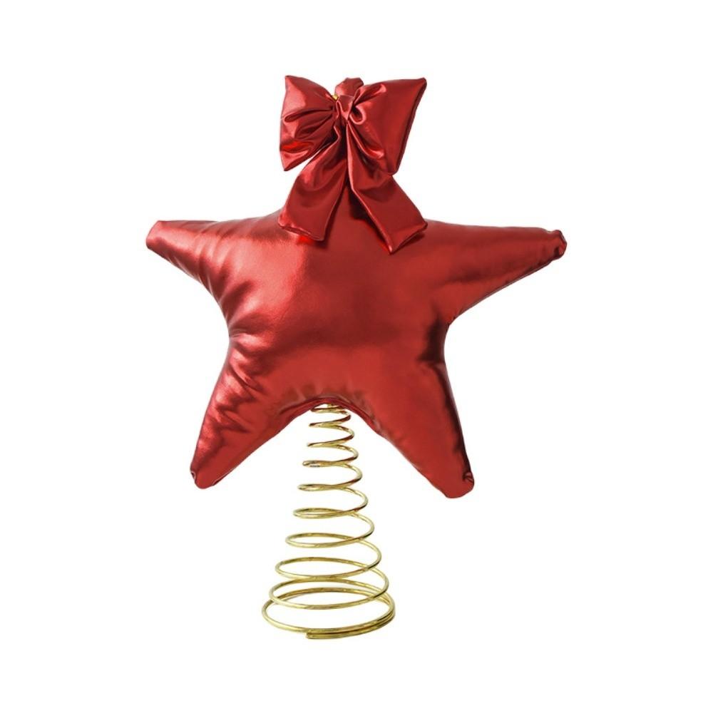 Shock Resistant Polka Dot Bow Tree Topper Cloth Christmas Tree Top Decoration Table Display