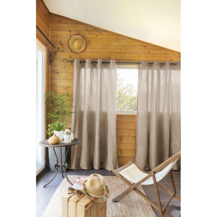 Rideau d'ameublement "Kala" en Coton 140 x 260 cm l'Effet Papillon - Kala Ficelle - 1 Panneau 140 x 260 cm