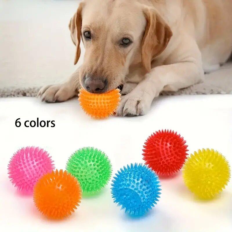 Interactive Squeaky TPR Bite-resistant Bouncy Balls Pet Toy Bright Colors Outdoor Training For Dog and Cat 1Pcs Soft Burr Teeth Cleaning  Handmade