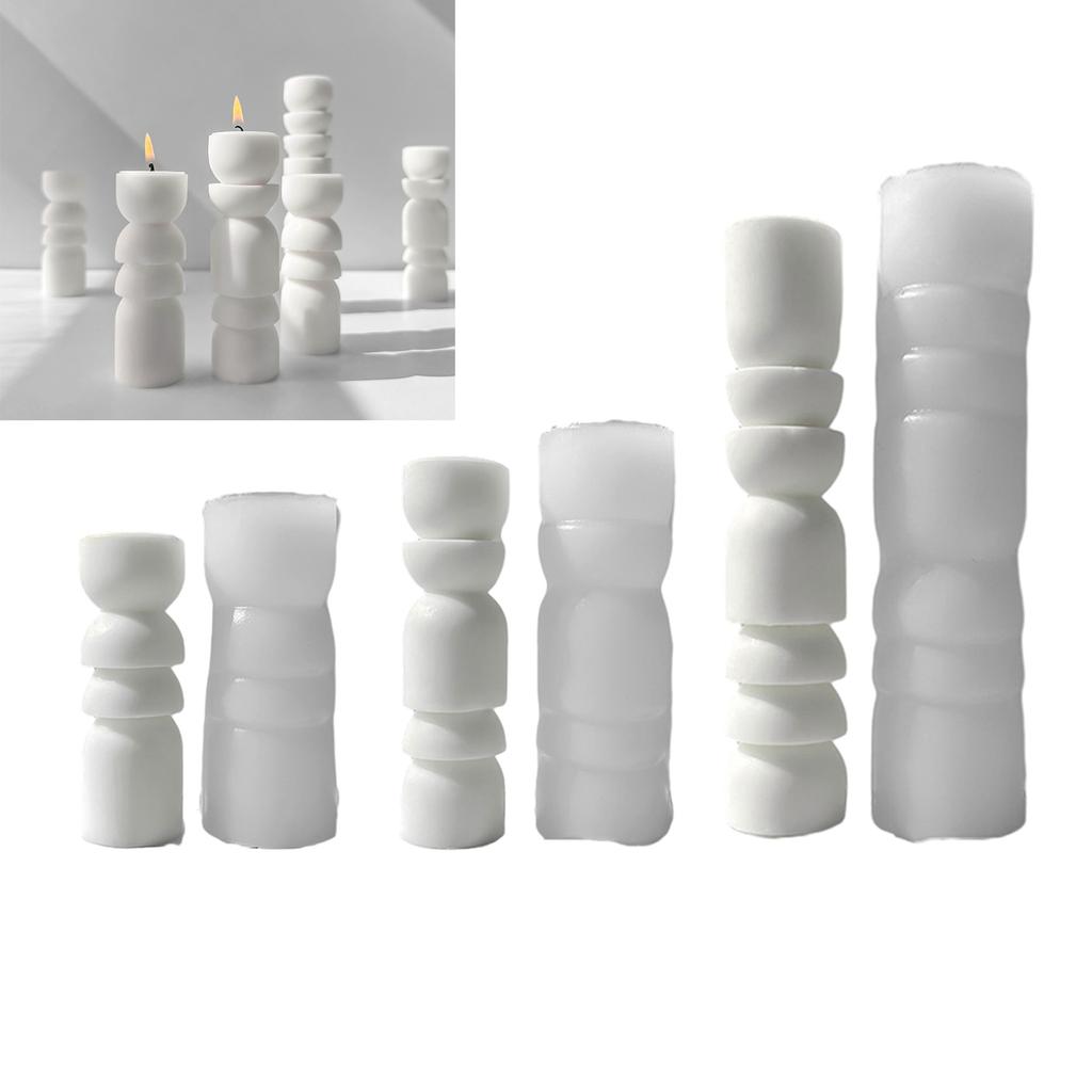 Pillar Candle Mold for DIY Candle Plaster Ornament Home Decor 3D Scented Candle Silicone Molds Non-stick Easy To Demold