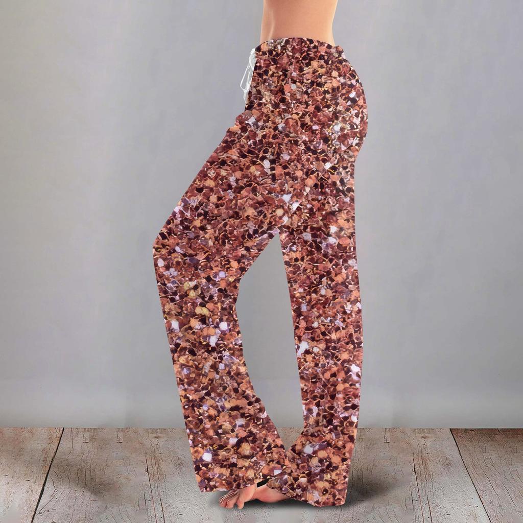 Женские милые брюки с цветочным принтом на завязках, повседневные пижамные брюки