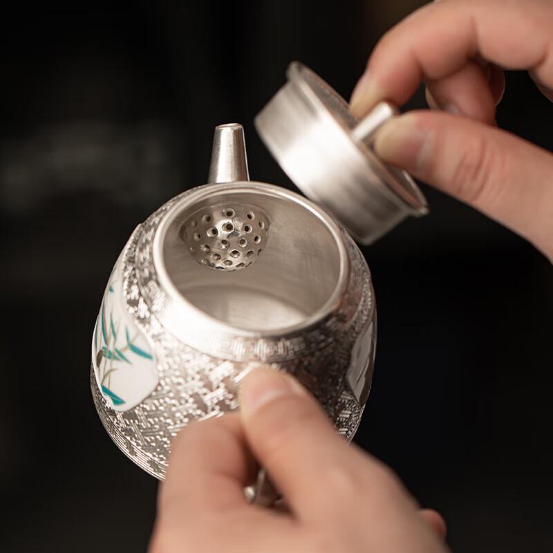 Su's Ceramic Gilded Silver Bamboo Teapot
