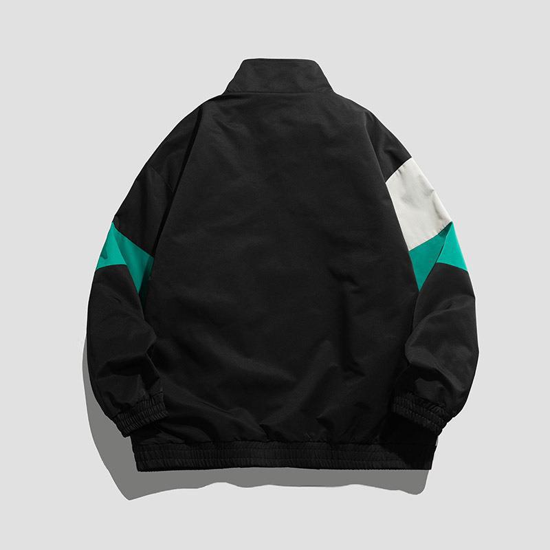 Мужская куртка с воротником-стойкой, японская студенческая контрастного цвета, модная повседневная свободная верхняя куртка, молодежная бейсбольная форма