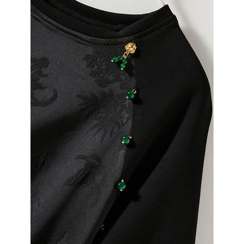 Of Export Orders! Chinese Style Round Neck False Two Pieces Pendant Short Sleeve Double-Sided Fabric Patchwork Small Split T-shirt Female Summer