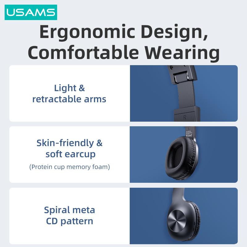 USAMS TWS Беспроводные наушники-вкладыши Bluetooth 5.0 HIFI Стереонаушники с глубокими басами Складная гарнитура со сроком службы батареи 100 часов для iPhone Android