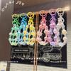 Stylish Glitter Painted Beads Phone Chain Kawaii Decoration Anti-lost Wrist Strap  for Women
