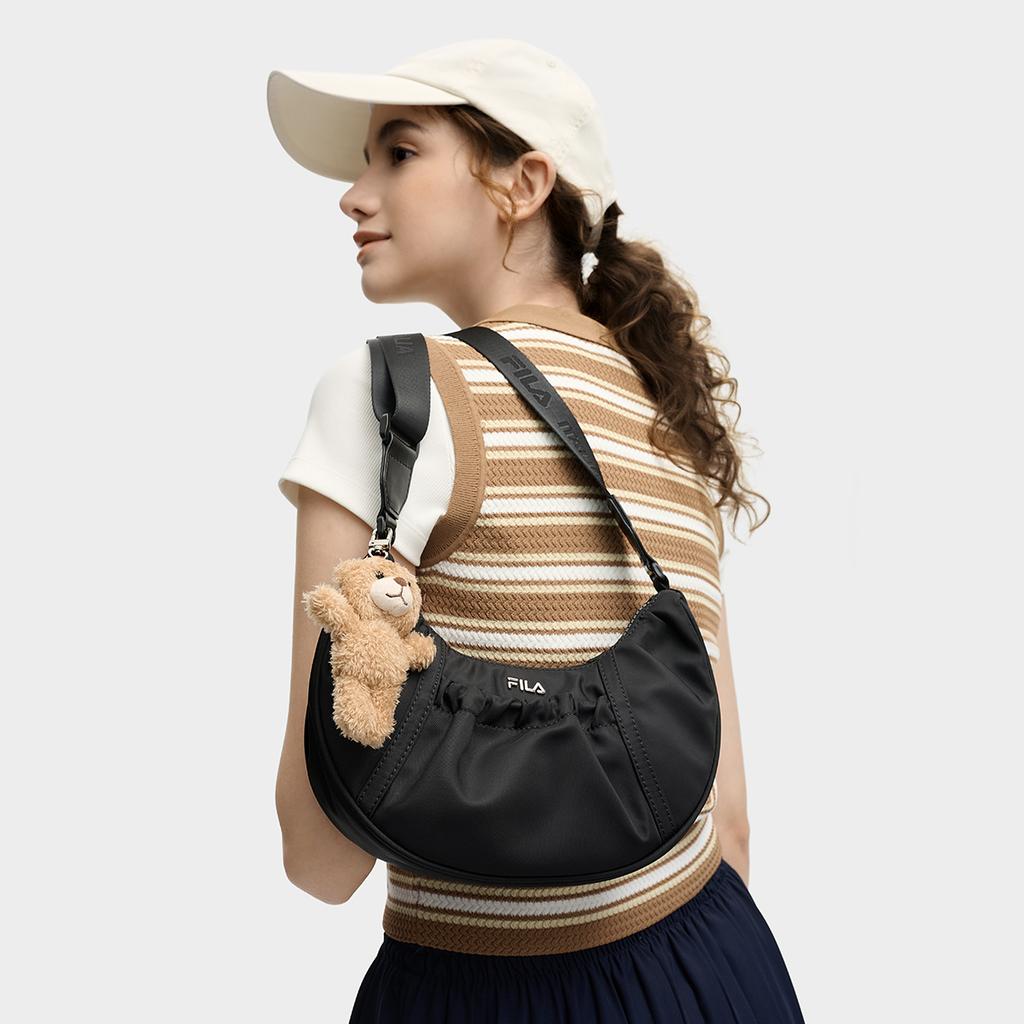 New FILA ORIGINALE Fabric Shoulder Bag Women's Black F13W539161FBK