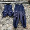 Womens Fashion 2-Piece Set Tie-Dye Sleeveless Vest Ripped Harem Pants Streetwear