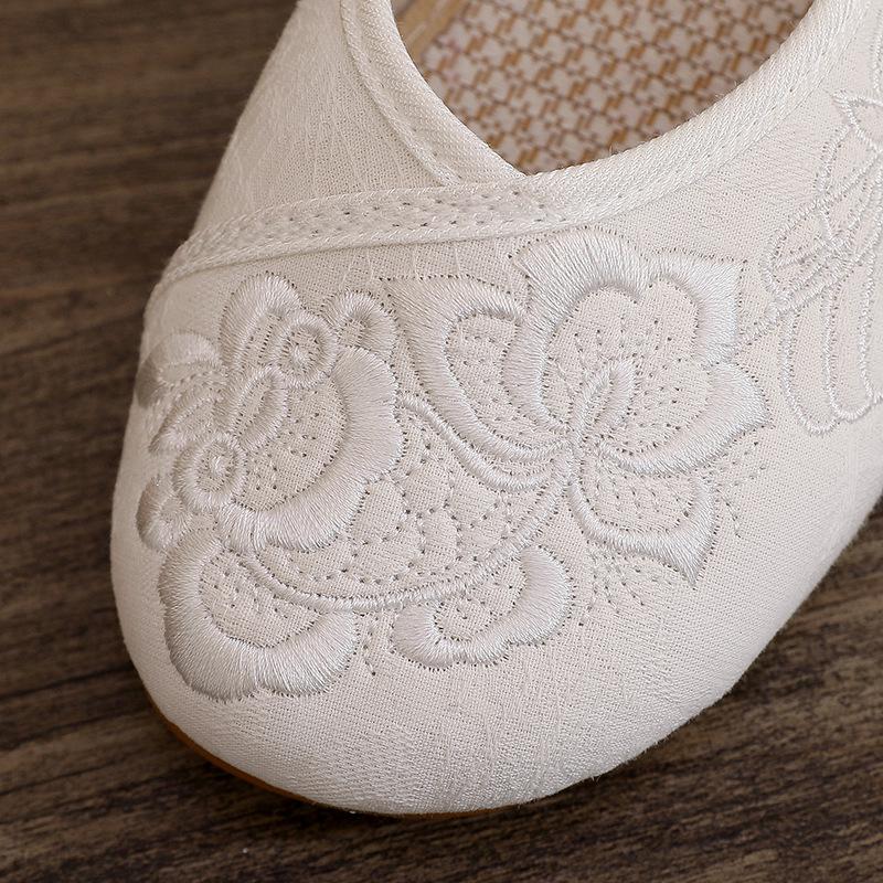 Женская обувь ханьфу - весна/лето, плоская подошва с вышивкой дзен, низкий каблук в этническом стиле для мастеров чайной церемонии