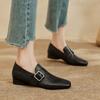 Мода 2025 Новая Мода Туфли Лоферы Женские Туфли Балетки Каблуки Кожа Весна Лето Круглый Носок Повседневные Туфли-Лодочки Женские Черные Размер 34-40