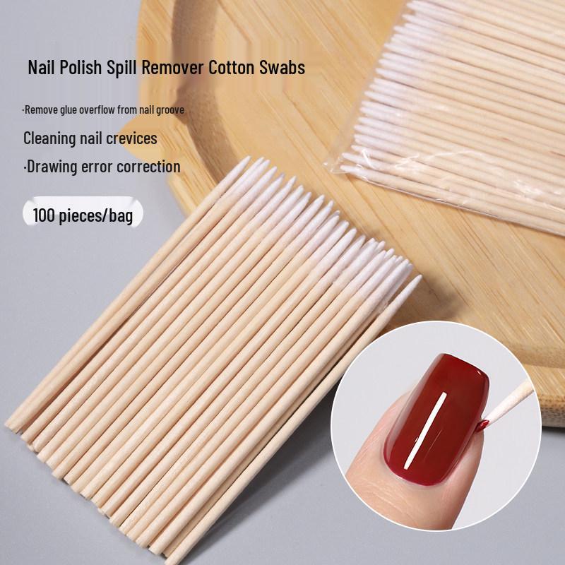 Pointed Tip Nail Art Clean-Up Swabs - Single/Double Head, Disposable, Removes Dirt from Nail Gaps