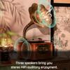 HOFEINZ Natural Wood Phonograph Pure Copper Horn Crafts Multi Record Radio RPM Player/Bluetooth4.2/USB/FM 33/45