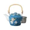 Ale-net Teapot (Stainless Steel with Strainer), 1000cc, Arita Ware, Plum Blossom Design with Basket, No. 6 Teapot, Porcelain, Made In Japan, Stylish