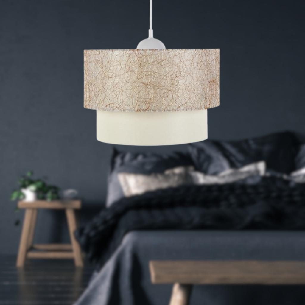 Золотая веревочная люстра с одним подвесом и 2 золотыми абажурами для спальни 