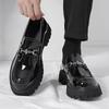 2025 Chunky Patent Leather Height-Boost Men's Loafers - Shiny, Thick-Soled, Trendy Hairstylist Shoes