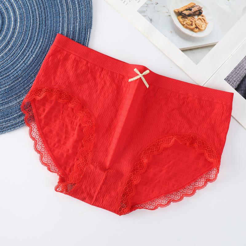 Bubble Pants Seamless Seamless Graphene Bare Ammonia Breathable Mid Waist Briefs Solid Color Lace Knickers Women's Triangle Panties