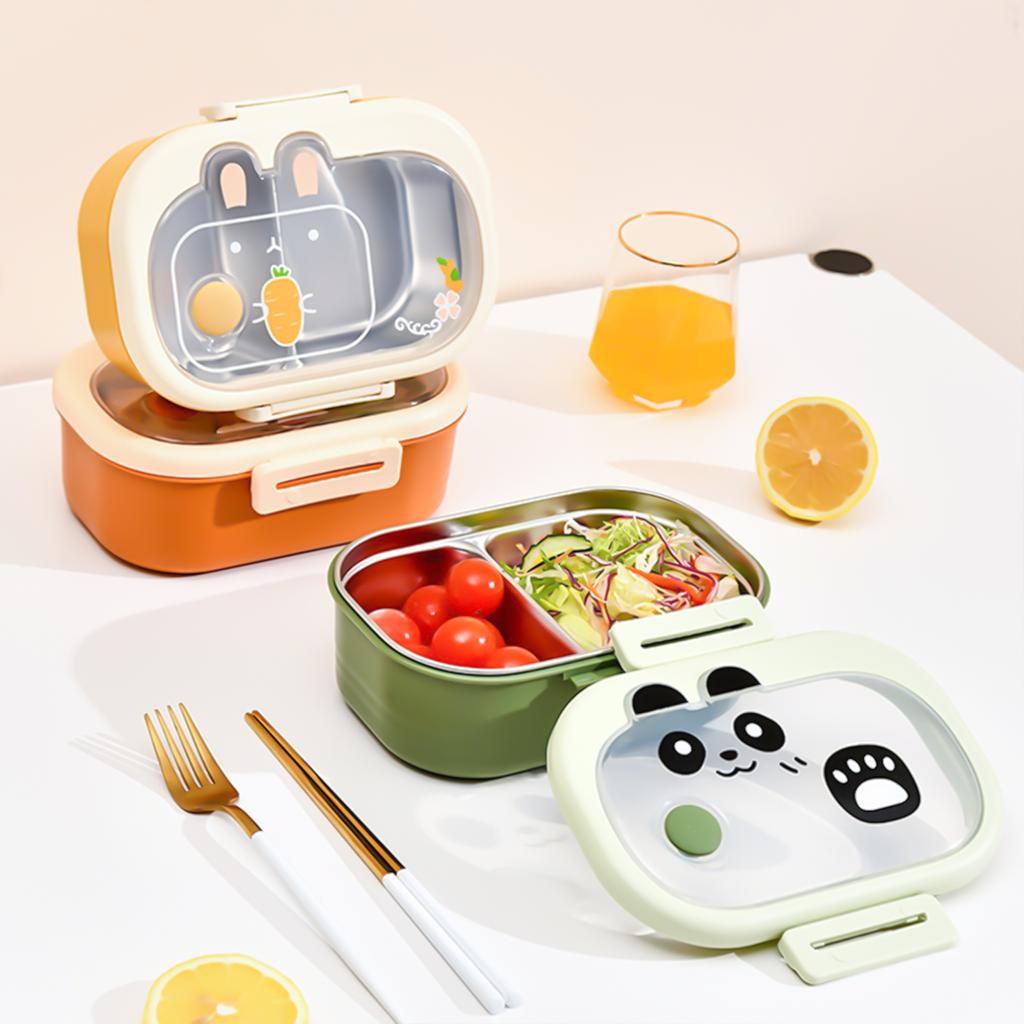 Коробка для бенто с разделителями, удобная для переноски, контейнер для хранения ланча, симпатичный и практичный контейнер для еды для школы и использования на открытом воздухе