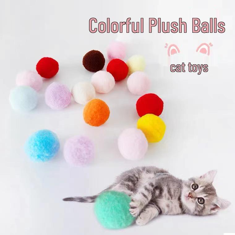 Cat Teasing Silent Plush Ball: Kitten Self-Entertainment, Colorful Scratch & Bite-Resistant Wool DIY Toy