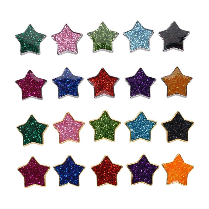 10pcs 8mm Glitter Stars Slide Charms For Jewelry Marking Bracelet Pet Collar Choker Wristband Keychain Women DIY Accessories