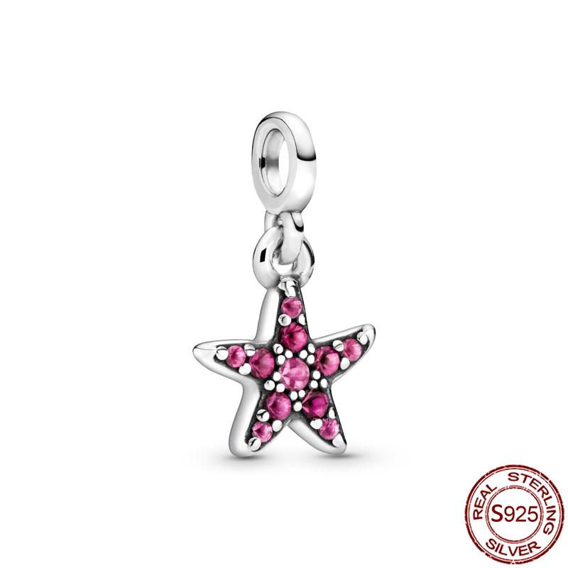 New 925 Sterling Silver My Love Starfish Flamingo Pendant Charm Fit Original Me Bracelet DIY Bead Jewelry For Women